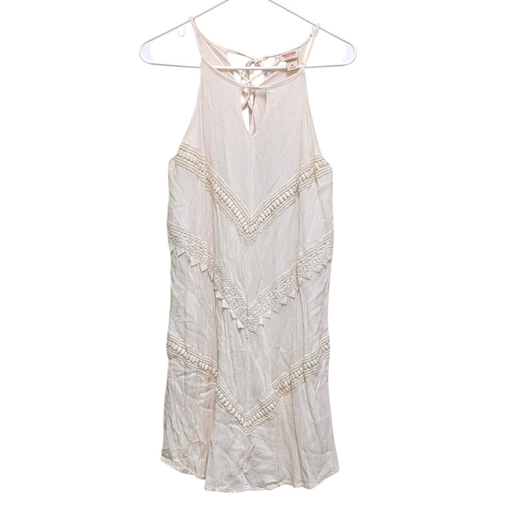 Mossimo Boho Ivory Embroidered Crochet Sheath Y2K Festival Dress Medium